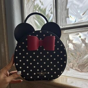 Kate Spade Black and White Polka Dot Bag with Red Bow